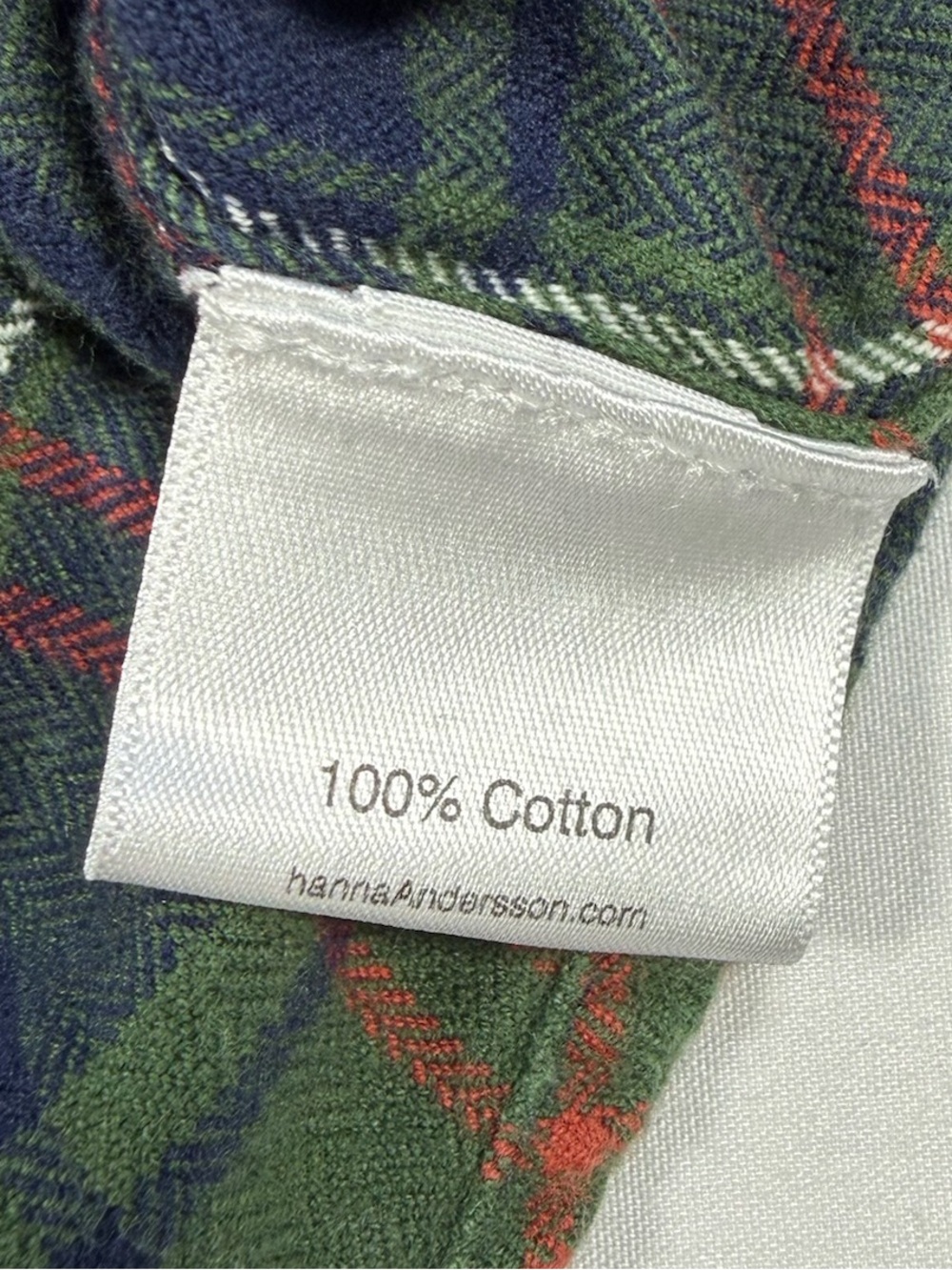 HANNA‎ ANDERSSON Boys' Green Tartan Plaid Heavy Flannel Button Up Shirt Size 6-7 - Picture 7 of 8